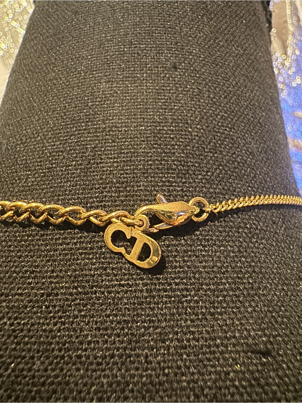 Dior Gold-Tone Necklace with Blue Disc Charm - Picture 3 of 5